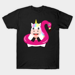 UNICORN WITH SWIMMING FLAMINGO T-Shirt